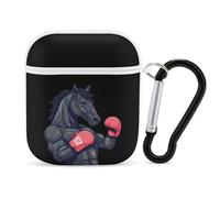 Boxing Black Horse Earphone Case Cover Compatible with AirPods 1&2 Shockproof Bluetooth Headset Case White-style