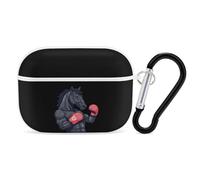 Boxing Black Horse Headphone Protective Case with Keychain Cute Earphone Case Compatible for Airpods Pro