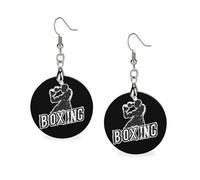 Boxing Boxer Womens Wooden Dangle Earrings for Adults Drop Pendant Trendy Jewelry