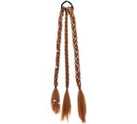 Boxing Braids Ponytail Hair Extensions With Alloy Pearls, High Temp Synthetic Elastic Loop, For Quick Install, 45cm Natural Black Brown(G)