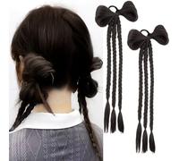 Boxing Braids Y2K Spice Girl Wig - Braids Hair Bow Twists Faux Hair Ponytail Extensions