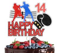 Boxing Cake Topper Official Teens 14th Birthday Happy Gloves, Punching Bag Boxing Platform Decorations, Boys and Girls Birthday Party, Boxer Party Decorations, Great Party Supplies (14th)
