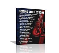Boxing Canvas Wall Art Sports Boxing Life Lessons Pictures Wall Decor Motivational Quotes Boxing Gloves Painting Framed Artwork Modern Home Decorations for Bedroom Office Living Room 12"x16"