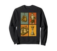 Boxing Chess Sports Vintage Power Strength Strategy Retro Sweatshirt