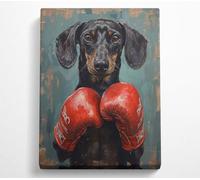 Boxing Dachshund Canvas Print Wall Art - Large 26 x 40 Inches Canvas Art