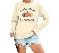 Boxing Day Bargains Halloween Jumpers Happy Halloween Pumpkin Sweatshirt Women Fall Sweatshirt Pumpkin Graphic Hoodie Happy Fall Yall Long (Beige, L)