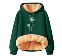 Boxing Day Bargains Oversized Sweatshirt Women Womens Winter Spring Warm Fleece Hoodie Pullover Long Sleeve Solid Printed Hooded Today'S Deals of The Day (Green, XL)