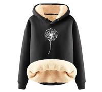 Boxing Day Bargains Winter Essentials for Women Lamb Wool Round Neck Hoodie For Men Winter Youth Thick Warm Solid Color Hooded Top Plus Pink Presents for Women (Black, XXL)