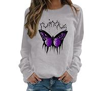 Boxing Day Bargains Winter Jumpers for Women UK Womens Print O Neck Sweatshirt Round Neck Fit Pullover Tops Casual Long Sleeve Workout Lightning Deals of The Day Prime Sale (Grey, S)