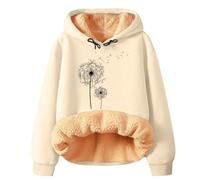 Boxing Day Bargains Winter Jumpers for Women UK Womens Winter Spring Warm Fleece Hoodie Pullover Long Sleeve Solid Printed Hooded Lightning Deals of The Day Prime Sale (Beige, L)