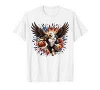 Boxing Eagle Muscular Bald Eagle USA Flag Fighter Action T-Shirt