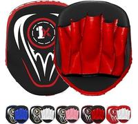 Boxing Focus Pads & Punch Mitts - Straight & Hook Pads for MMA, Kickboxing, Karate, Muay Thai, Taekwondo - Junior Kids' Punch Gloves (RED/BLACK)