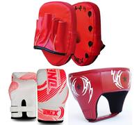 Boxing Gloves and focus pads Set, Kids Focus Pads Training gloves, Head Guard Punching Focus Mitts, Sparring gloves Hand Target Hook & Jab Strike Pads For Boys & Girls