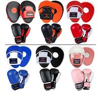 Boxing Gloves and Focus Pads Set | Sparring Kit | Hook & Jab Target Mitts with Punching Gloves | Focus Pads for Muay Thai, Kickboxing, Martial Arts, Karate, MMA Training (Blue/White, 8oz)