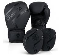 Boxing gloves and pads set Focus Punch Mitts MMA Training Sparring Hook and Jab strike target with Punching Gloves (Kids-Black, 6oz)