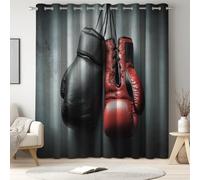 Boxing Gloves Blackout Curtains Eyelet 66x54 Inch 2 Panels Thermal Insulated Drapes 3D Print Boxing Curtains for Bedroom living Room Darkening Window Treatments B/2444
