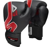 Boxing Gloves by Athletics Gear - 6oz to 16oz Maya Hide Leather Perfect Design and Fit with Fasten Closure System for MMA sparring, fighting, kickboxing, and punching (Black-Red, 10 OZ)