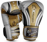 Boxing Gloves by Athletics Gear - 6oz to 16oz Maya Hide Leather Perfect Design and Fit with Fasten Closure System for MMA sparring, fighting, kickboxing, and punching (White, 12 OZ)