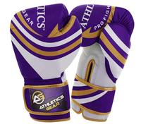 Boxing Gloves by Athletics Gear - 6oz to 16oz Maya Hide Leather Perfect Design and Fit with Fasten Closure System for MMA sparring, fighting, kickboxing, and punching (Purple, 12 OZ)