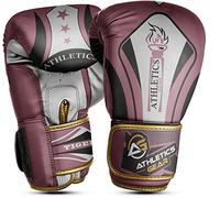 Boxing Gloves by Athletics Gear - 6oz to 16oz Maya Hide Leather Perfect Design and Fit with Fasten Closure System for MMA sparring, fighting, kickboxing, and punching (Pink, 12 OZ)