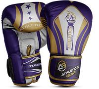 Boxing Gloves by Athletics Gear - 6oz to 16oz Maya Hide Leather Perfect Design and Fit with Fasten Closure System for MMA sparring, fighting, kickboxing, and punching (Purple, 16 OZ)