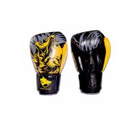 Boxing Gloves Cowhide Leather Sparing Kickboxing Muay Thai MMA Fight Training Gloves for Heavy Punching & Focus Bag-10oz to 14oz for Men Women (14oz, Yellow)