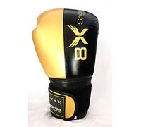 Boxing Gloves Cowhide leather Training Kickboxing Pro Punching Bag 8oz 10oz 12oz 14oz 16oz (10oz, Gold and Black)