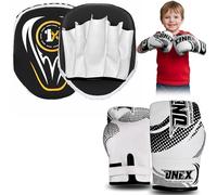 Boxing Gloves & Focus Pads Set - 6oz 4oz 2oz Gloves Hook & Jab Pads for Training, Kickboxing, Muay Thai, Punching, Sparring, MMA, Martial Arts, Taekwondo, Home & Gym Workout (BLACK, 2oz)