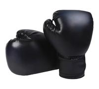 Boxing Gloves for Adults and Youngsters, Black Half Finger PU Leather MMA Training Gloves, for Kickboxing Punching Bag, Sparring Mitts, Muay Thai Combat Protection, Adjustable Wrist Strap