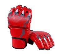 Boxing Gloves Gear Protector Open Palm Half Finger Sport Mittens Breathable Kickboxing Punching Heavy Bag Arts PU Leather S, Claw of Tiger Red