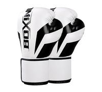 Boxing Gloves Men Women - Adjustable Pu Gloves, Foam-Padded Combat Mitts | Black & White Sparring Gloves for Fitness Workouts, Martial Arts Training, Kickboxing and Self-Defense Drills