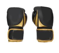 Boxing Gloves PU Leather Tearproof with Multi Layer Padding Inner Ventilated Palm Wrist Support Training Sparring Gloves for Training Effective Protection (Black Gold Color)
