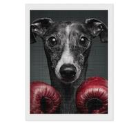 Boxing Greyhound Dog Vertical Diamond Art Painting 12"x16"