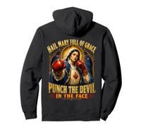 Boxing Hail Mary Full of Grace Punch the Devil Holy Humor Pullover Hoodie