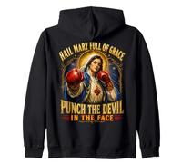 Boxing Hail Mary Full of Grace Punch the Devil Holy Humor Zip Hoodie