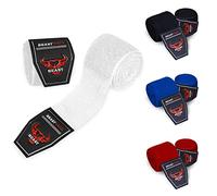 Boxing Hand Wraps 2.5/4.5 Meter Martial Arts Bandages Inner Gloves Wrist Support Straps Punching Under Hand Knuckles Heavy Elasticated Training Bag Mitts Muay Thai (White, 4.5 M)
