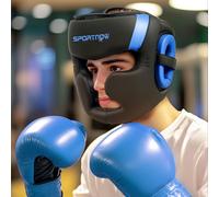 SPORTNOW Boxing Headguard, Boxing Headgear Helmet with Adjustable Strap for Full Face Protection for Kickboxing, Sparring, Martial Arts, Karate, Taekwondo, Blue/Black