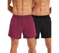 Boxing Honey Badger Mens 2 Packs Gym Workout Shorts Lightweight Quick Dry Training Running 5 inch Two Packs Shorts, Blackred, Small