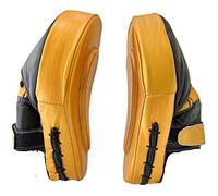 Boxing Hook and Jab Curved Unbranded Leather Focus Pads Gel MMA Boxing Pad Work (Black/Gold)