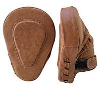 Boxing Hook and Jab Curved Unbranded Leather Focus Pads Gel MMA Boxing Pad Work (Brown)