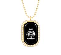 Boxing is My Theraphy Pendant Necklace Fashion Jewelry Square Pendant with White Drill Border One Size