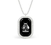 Boxing is My Theraphy Pendant Necklace Fashion Jewelry Square Pendant with White Drill Border One Size