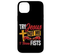 Boxing Jesus Faith Christian Cross Try Jesus Not Me I Throw Case for iPhone 14 Plus