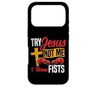 Boxing Jesus Faith Christian Cross Try Jesus Not Me I Throw Case for iPhone 17 Pro