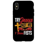 Boxing Jesus Faith Christian Cross Try Jesus Not Me I Throw Case for iPhone X/XS