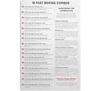 Boxing Knowledge Metal Signs Retro Plaque 16 Fast Boxing Combos Tin Poster Gym Decor Club Decor Garage Wall Decoration 6x8 inch