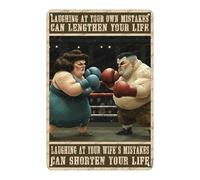 Boxing Laughing At Your Own Lengthen Your Life Laughing At Your Wife's Shorten Your Life Metal Sign Poster Home Aluminium Sign Art Wall Decor 12x8 Inch
