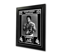 Boxing Legends Collection: Roberto Duran Boxer, Lightweight, Welterweight, Middleweight Champion Pre-Printed Autograph Signed Print Boxing Memorabilia Fan Art (A4 Framed)