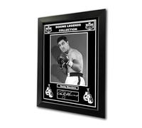 Boxing Legends Collection: Rocky Marciano Boxer, Heavyweight Champion Pre-Printed Autograph Signed Print Boxing Memorabilia Fan Art (A4 Framed)