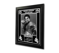 Boxing Legends Collection: Sugar Ray Leonard Boxer, Welterweight, Middleweight Champion Pre-Printed Autograph Signed Print Boxing Memorabilia Fan Art (A4 Framed)